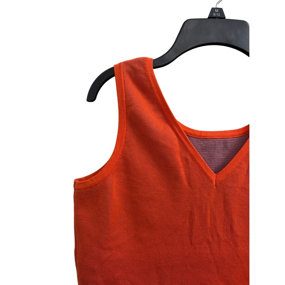 Tank Top Knit Retro Mod Carlisle Collection Womens S Orange Geometric Border - Picture 2 of 6
